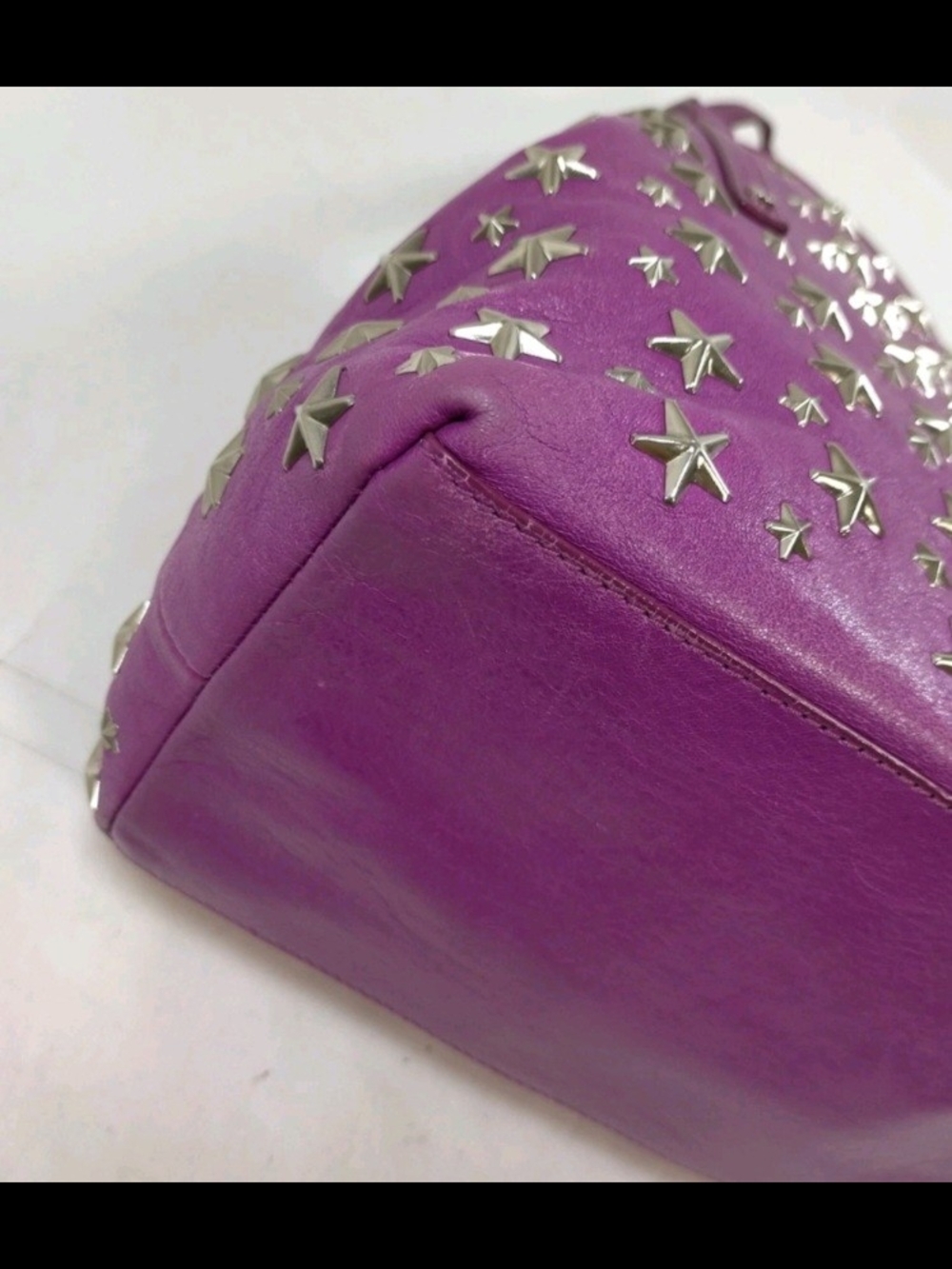 EUC Authentic Jimmy Choo Sasha S Star Studded Leather Tote Bag - Purple - Picture 4 of 9